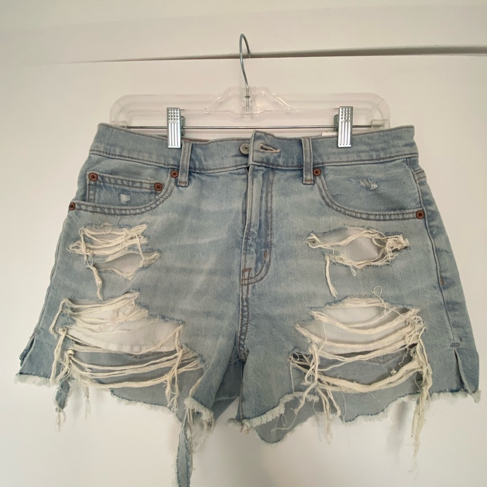 American Eagle Outfitters Ripped Light Blue Jean Shorts